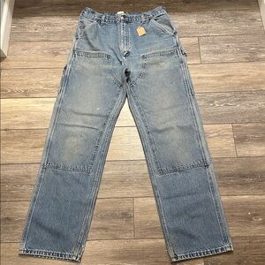 Vintage Double Knee Carhartt Jeans Carpenter Distressed Grunge Worked In 34x33